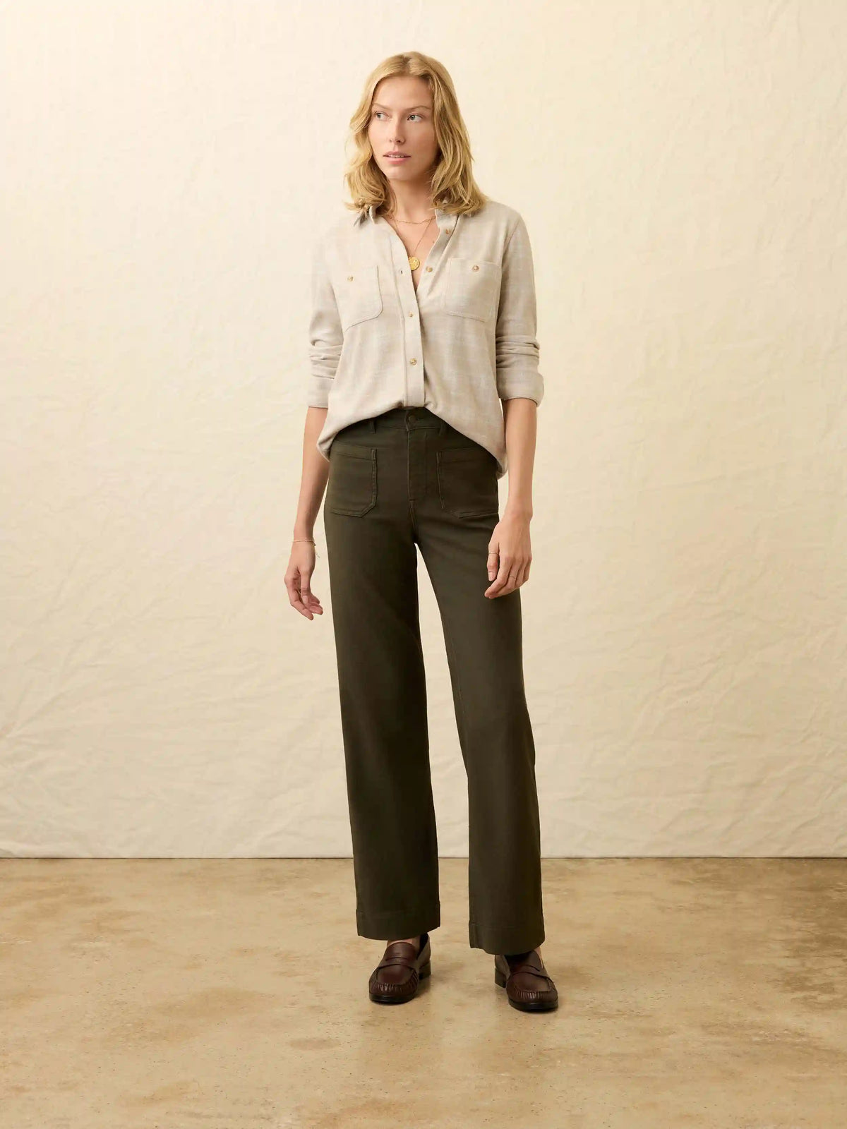 Stretch Terry Patch Pocket Pant - Forest Olive