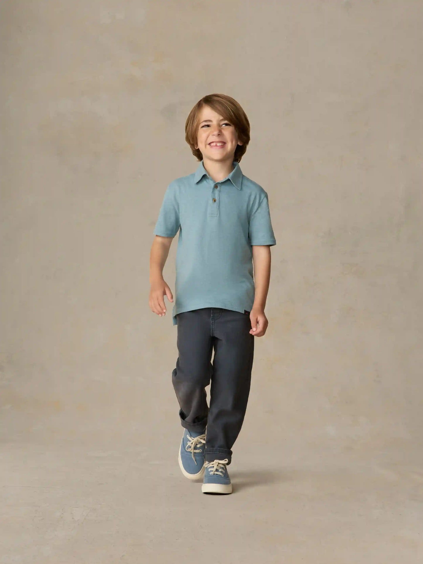 Little Kids Sunwashed T-Shirt Polo - Stormy Lake