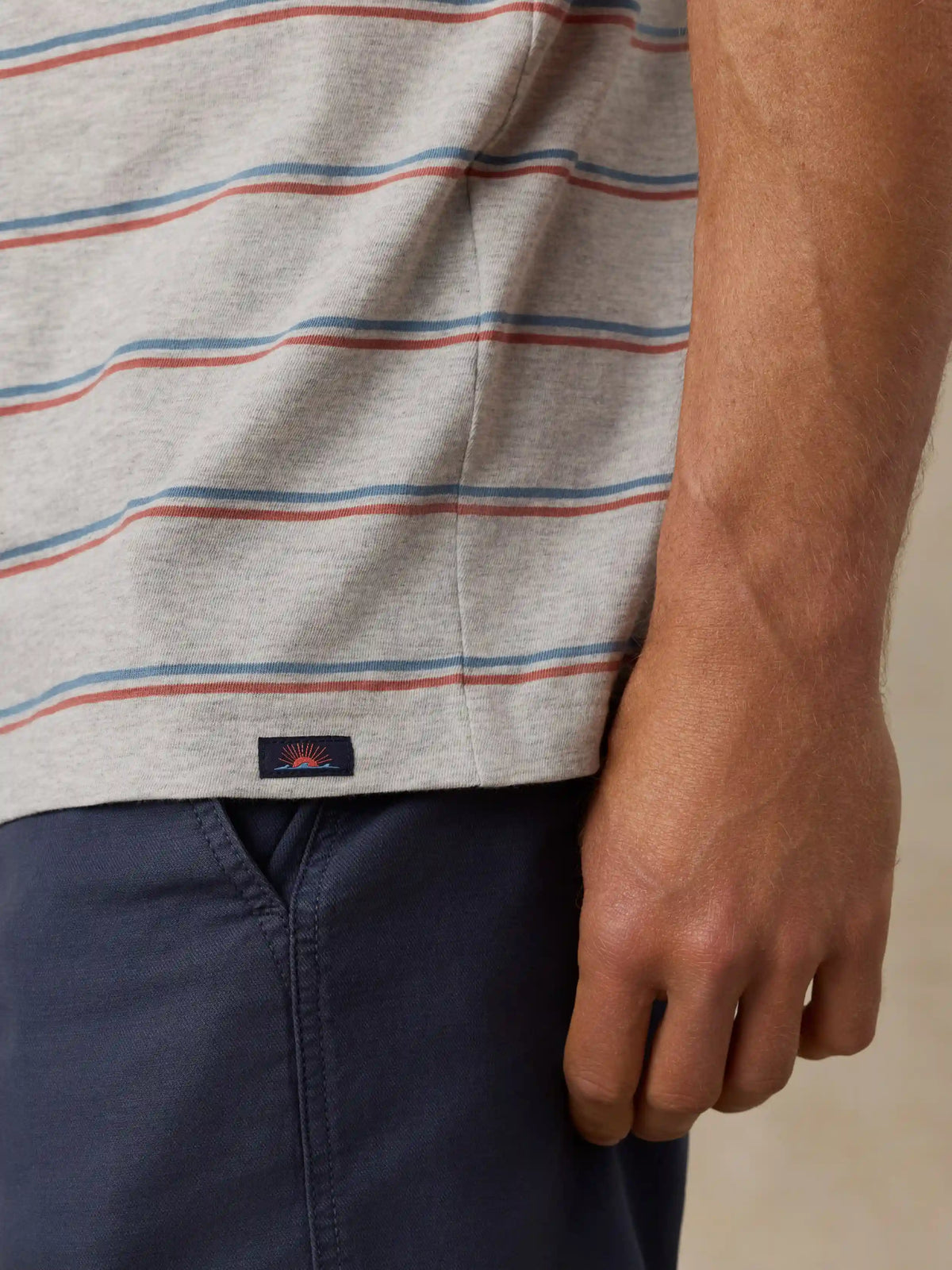Sunwashed Regenerative Tee - Grey Water Stripe