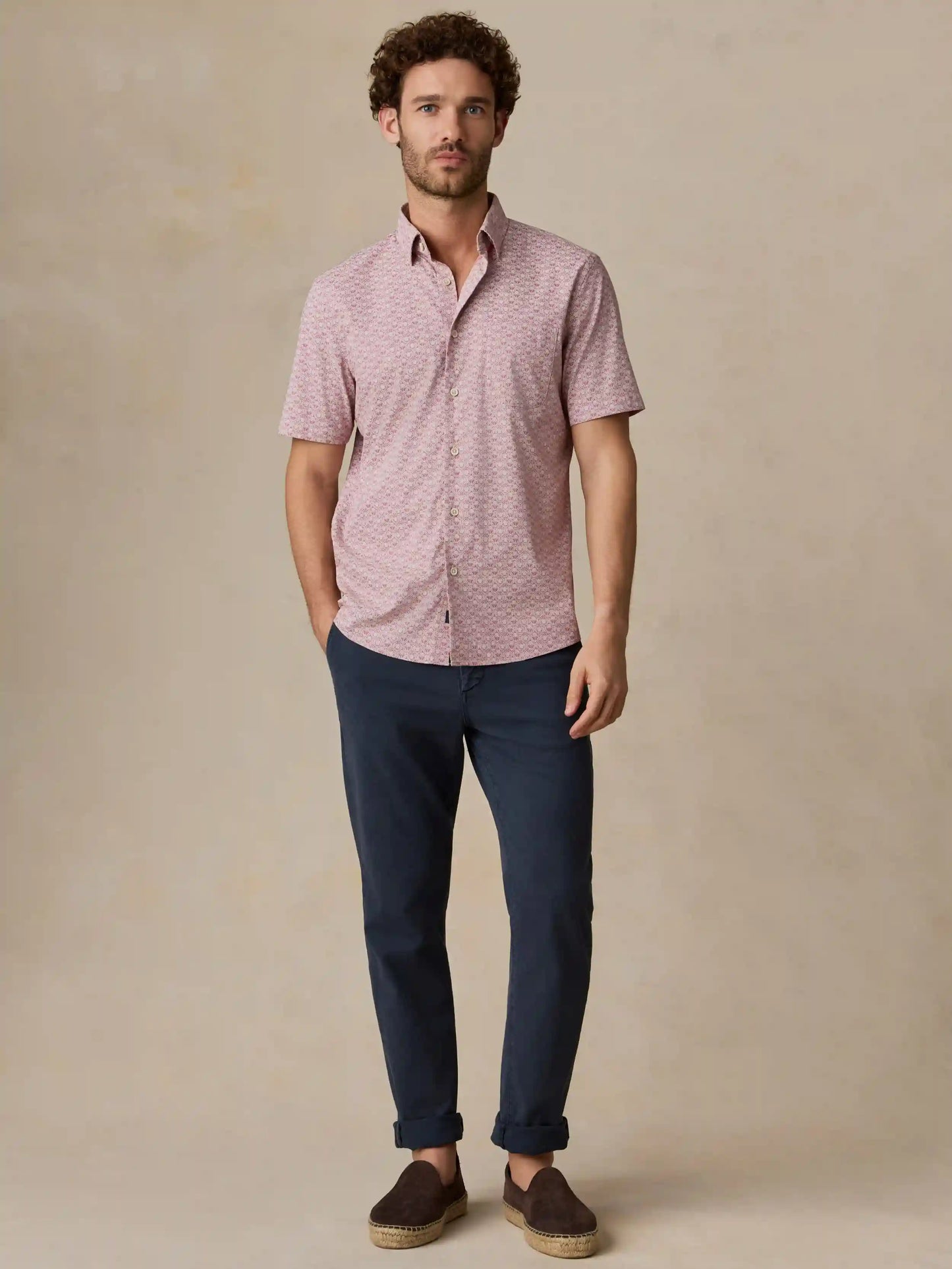 Short-Sleeve Movement™ Monterey Shirt - Rose Palm Mosaic