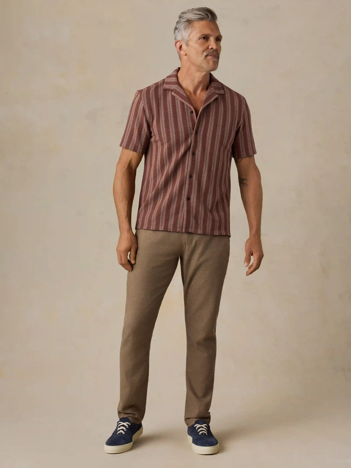 Short-Sleeve Oasis Camp Shirt - Autumn Sky Stripe