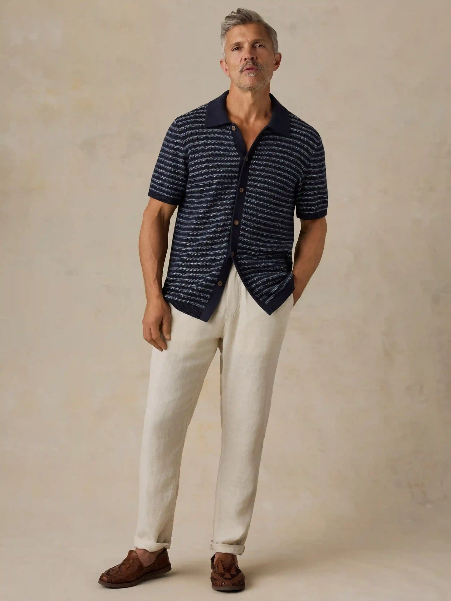 Short-Sleeve Sweater Shirt - Northern Depths Stripe