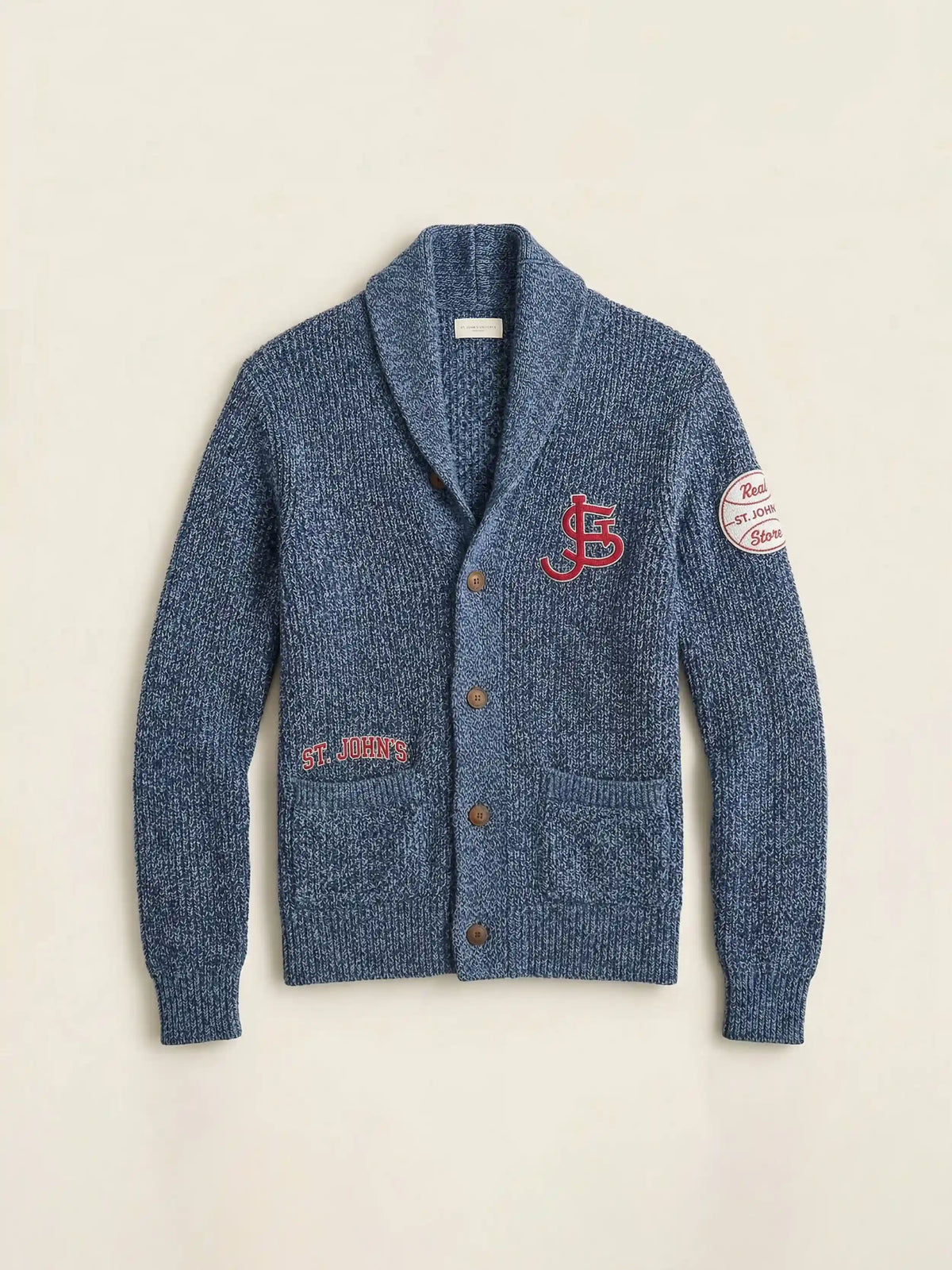 St. John's Marled Cotton Cardigan - Navy Night Marl