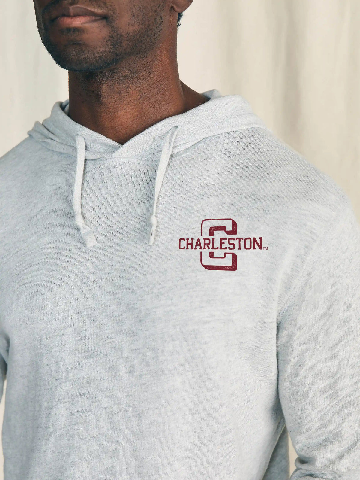 College of Charleston Sunwashed Organic Hoodie - Light Heather Grey
