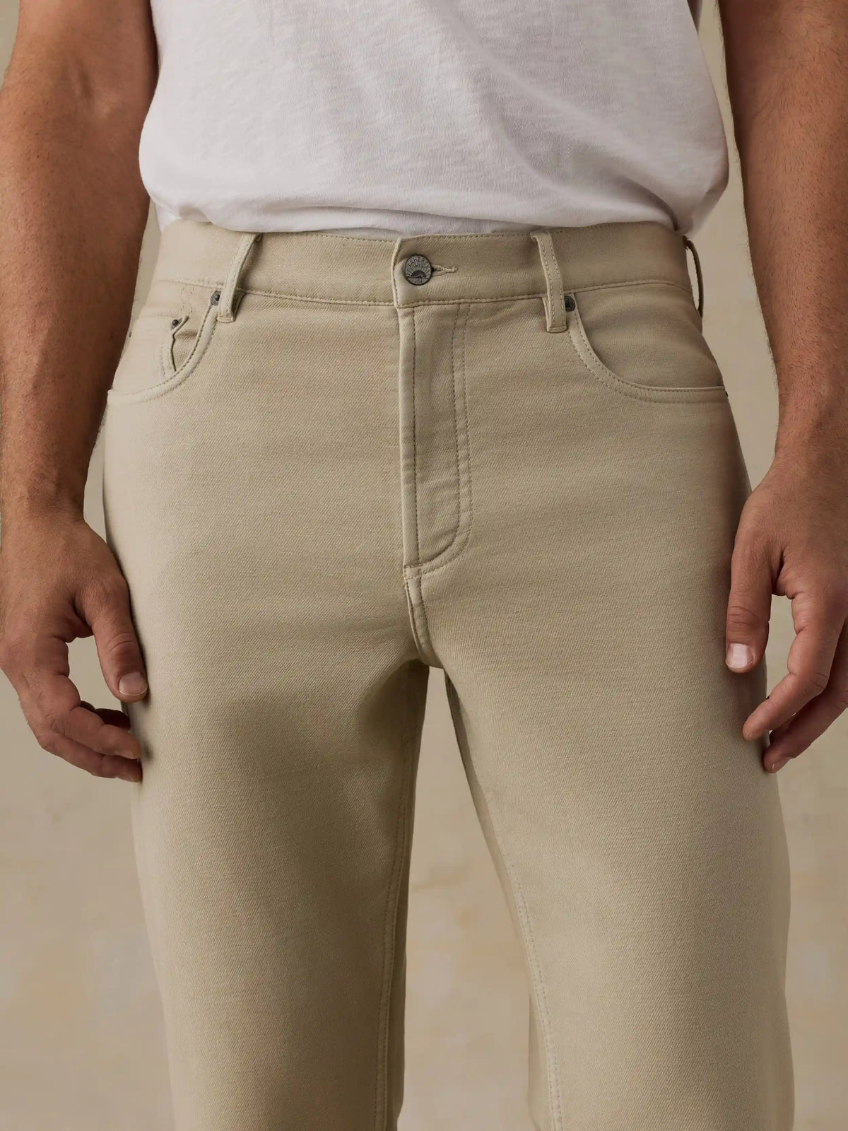 Stretch Terry 5-Pocket Athletic Fit Pant - Stone