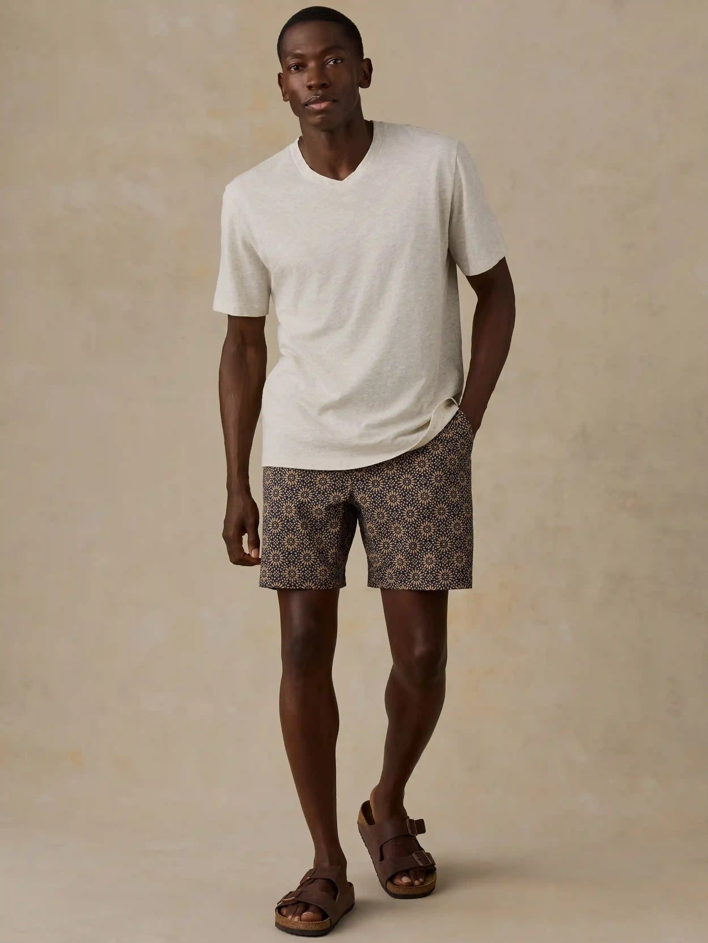 Short-Sleeve Sunwashed V-Neck Tee - Island Dune Heather
