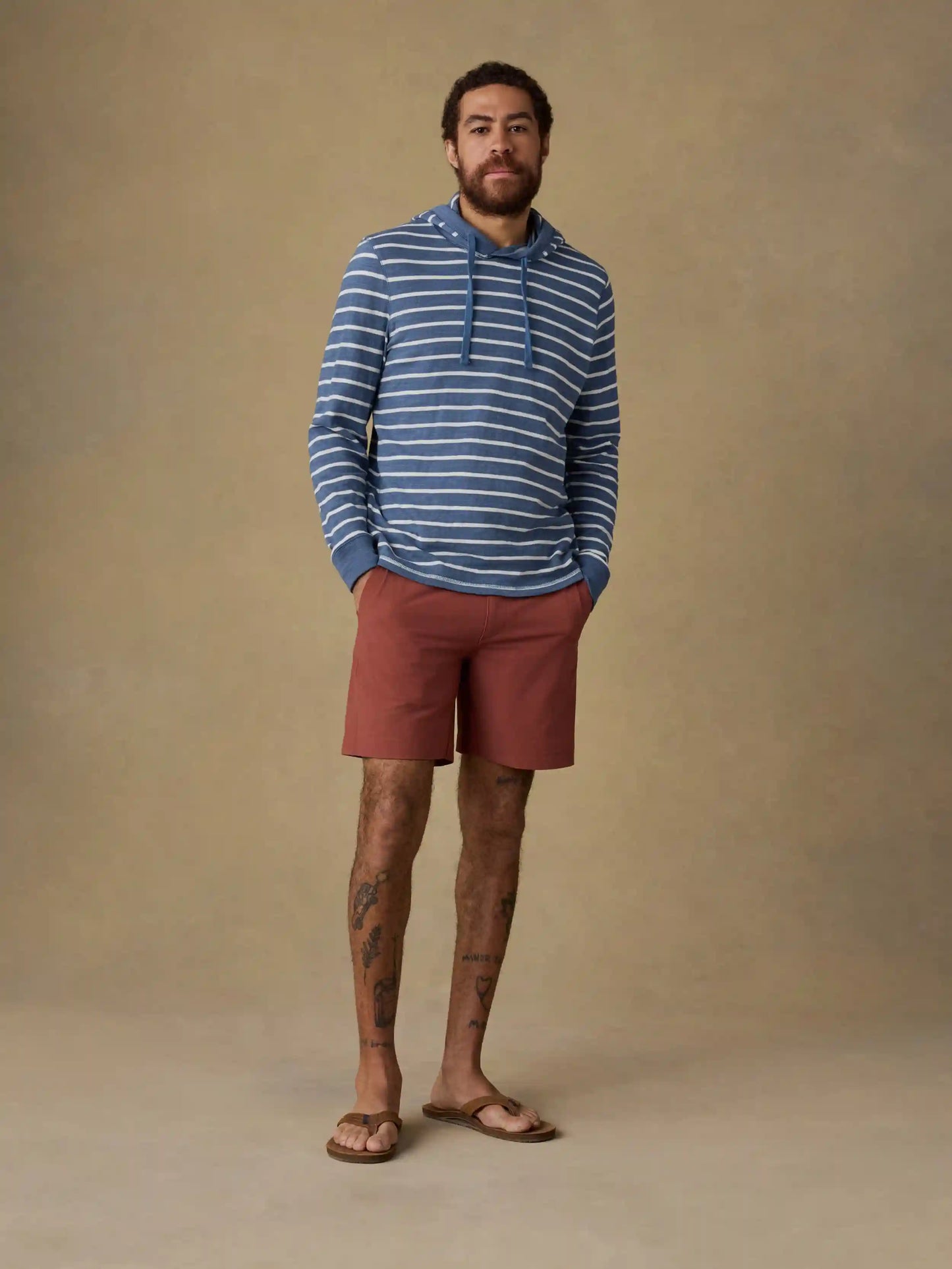 Sunwashed Organic Hoodie - Breaker Blue Breton Stripe