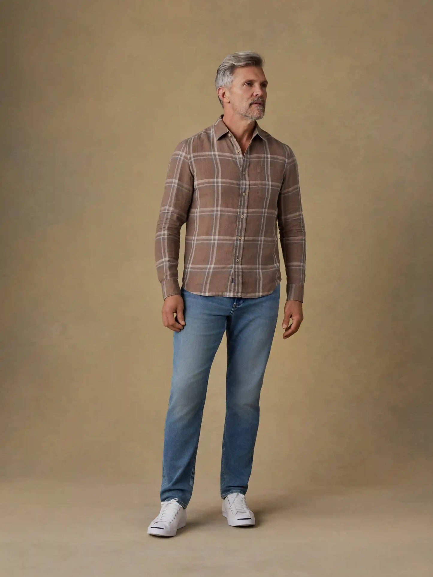 Laguna Linen Shirt - Driftwood Coast Plaid