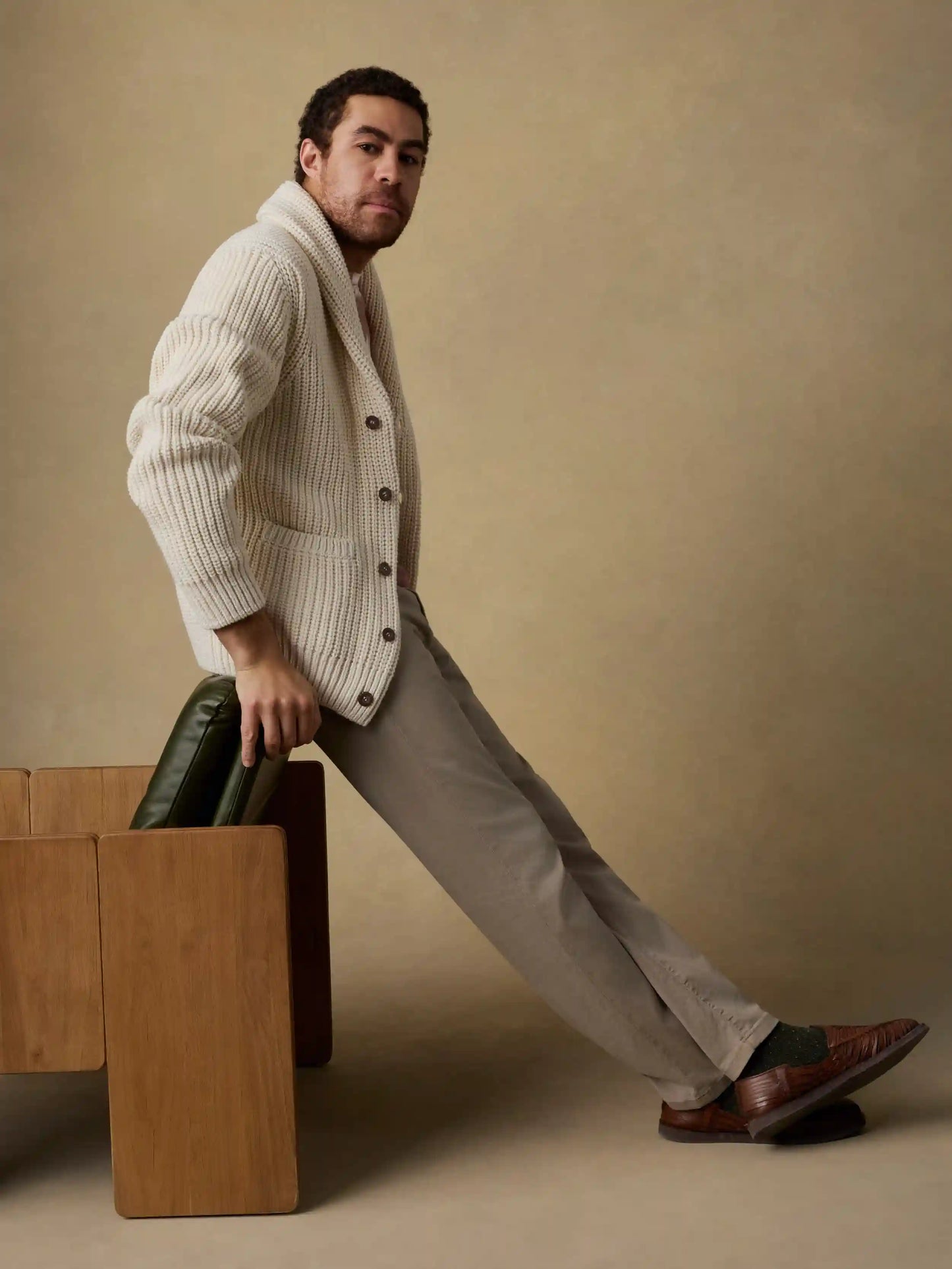 Pima Cotton Cardigan - Ivory Vista