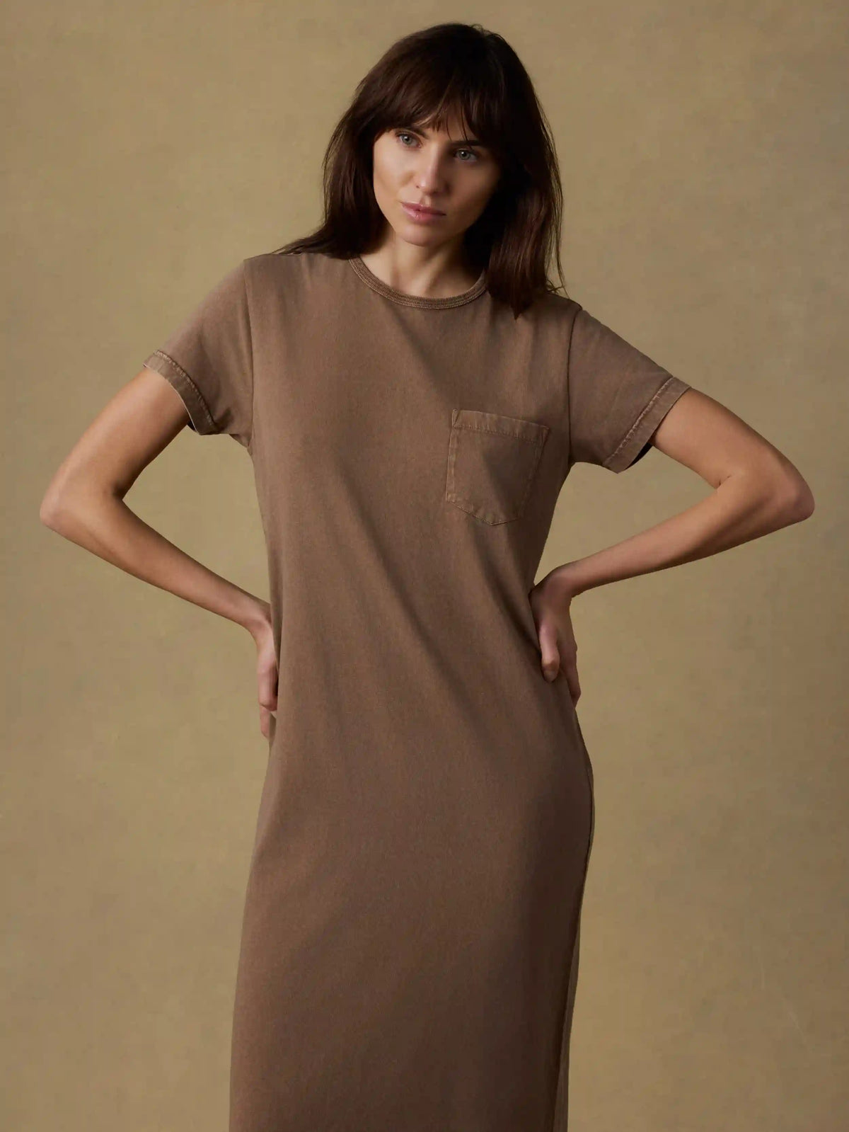 Recycled Cotton Jersey T-Shirt Dress - Alpine Brown
