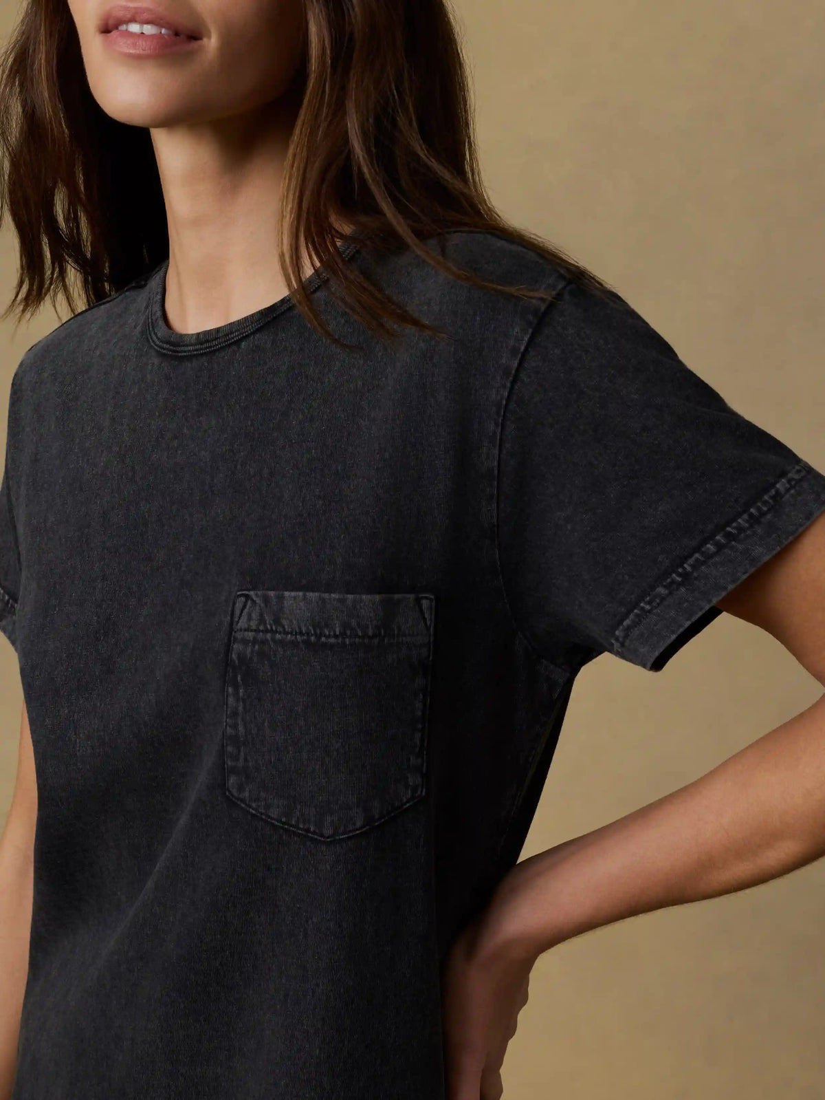Recycled Cotton Jersey T-Shirt Dress - Washed Black