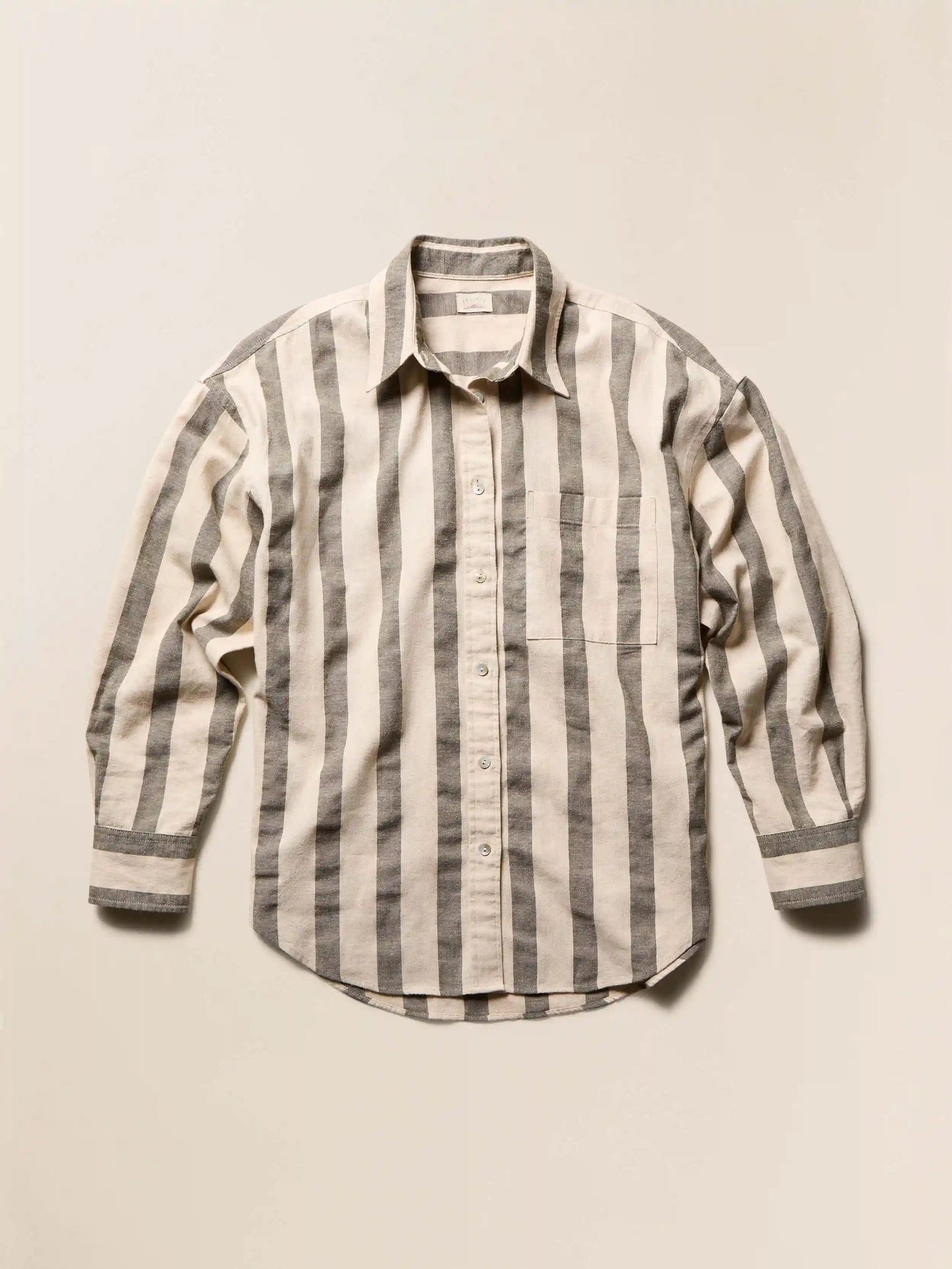 Cotton Linen Relaxed Shirt - Pine Bay Stripe