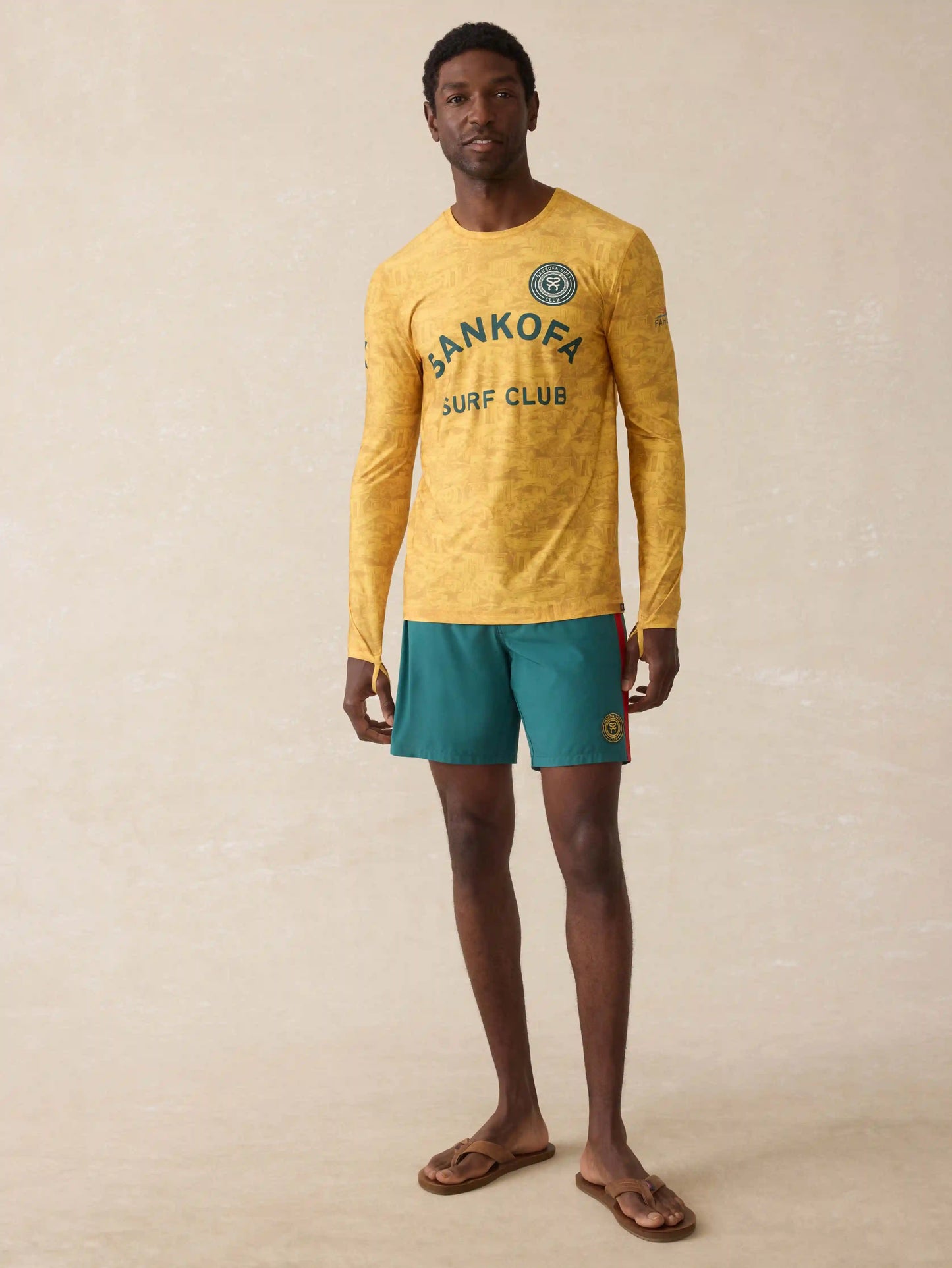 Surf Ghana Long-Sleeve Rash Guard - Beach House Gold