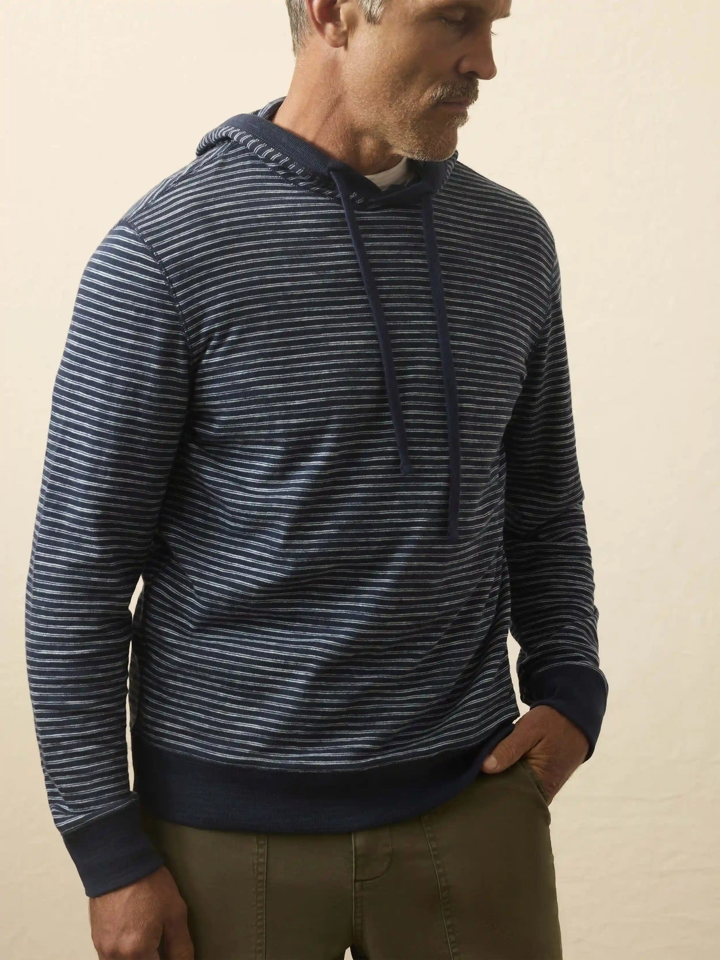 Sunwashed Organic Hoodie - Navy Stream Stripe
