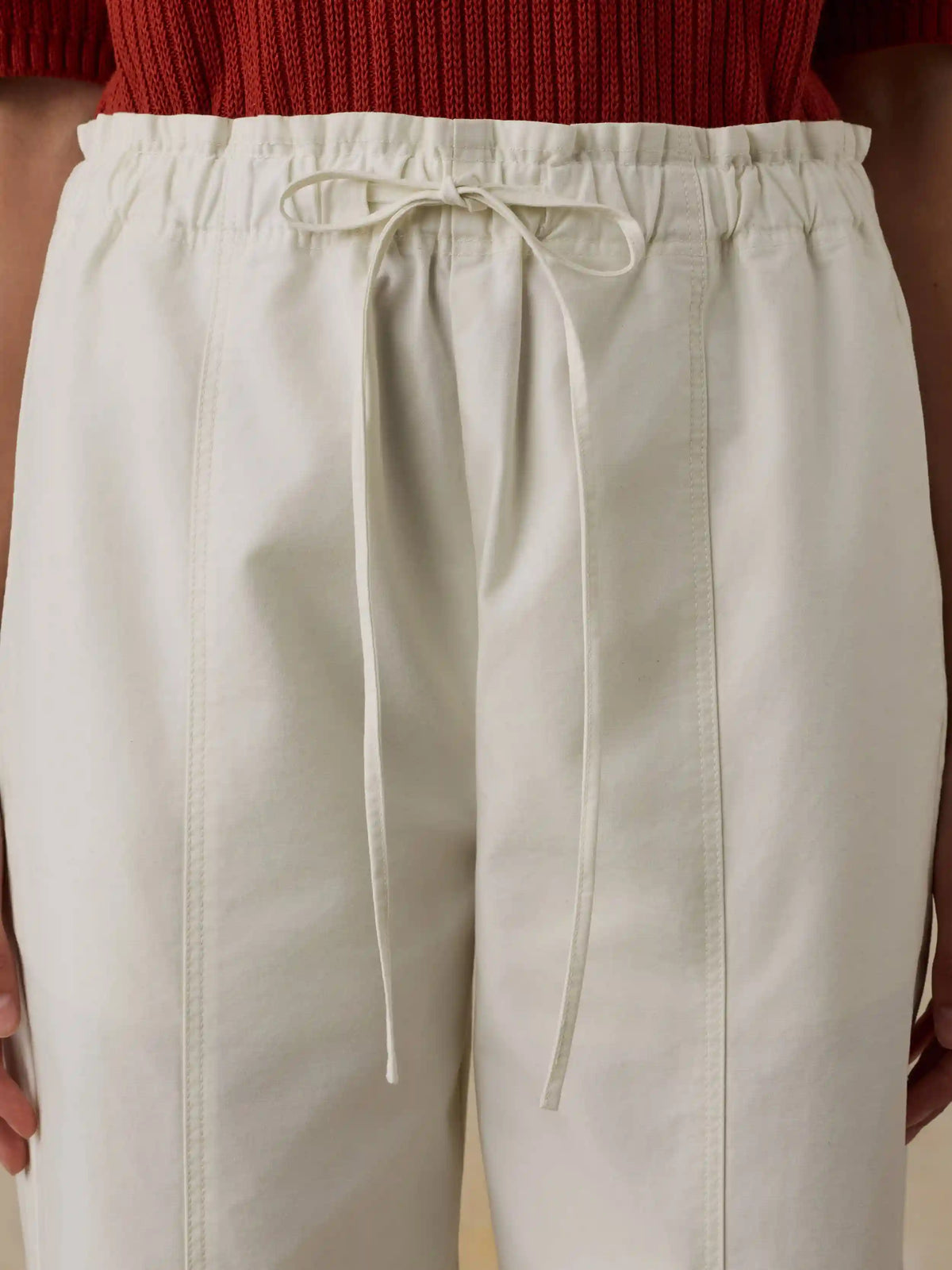 Cotton Twill Drawstring Pant - Egret