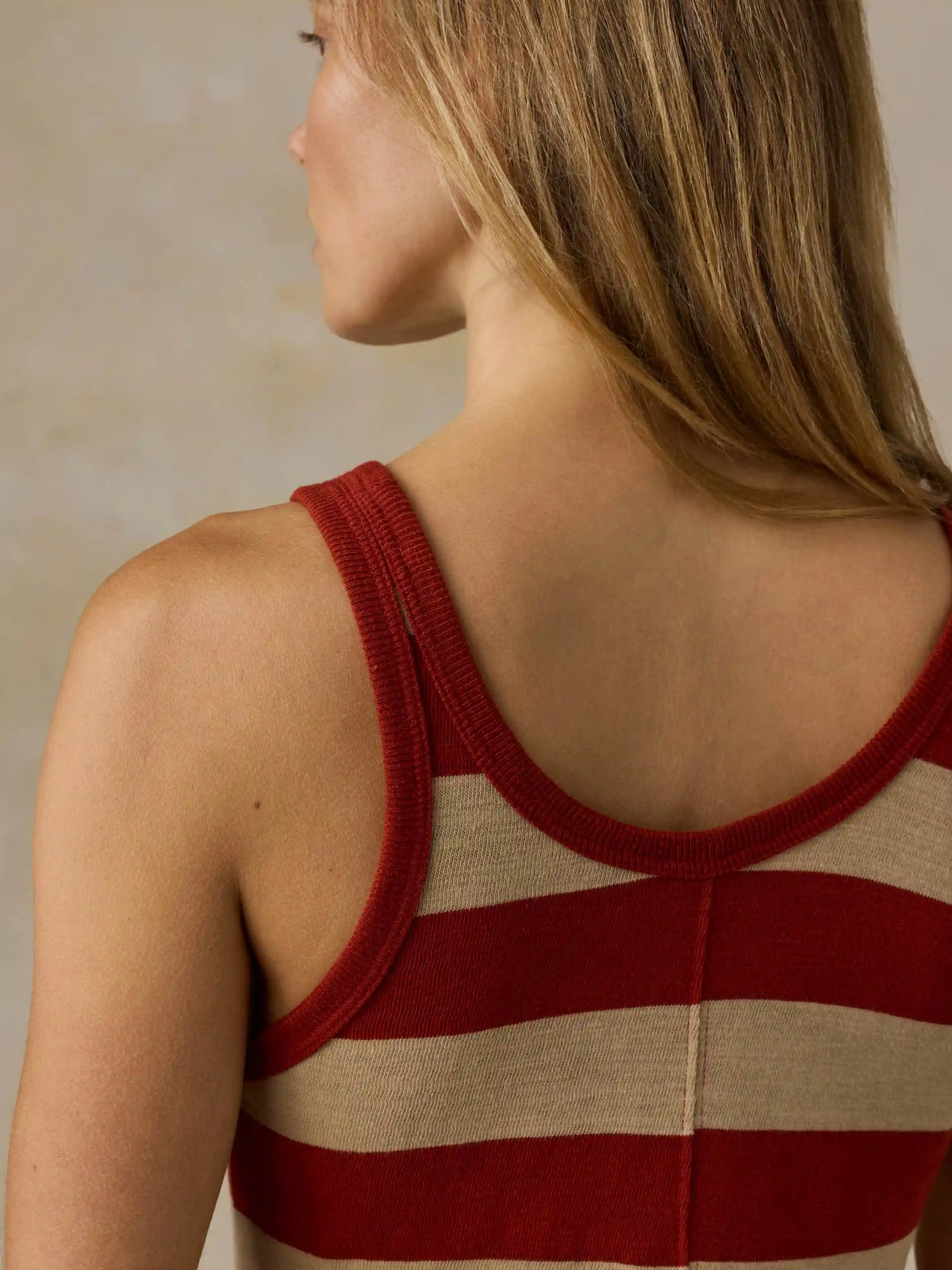 Sunwashed Organic Pocket Tank Dress - Red Ochre Stripe