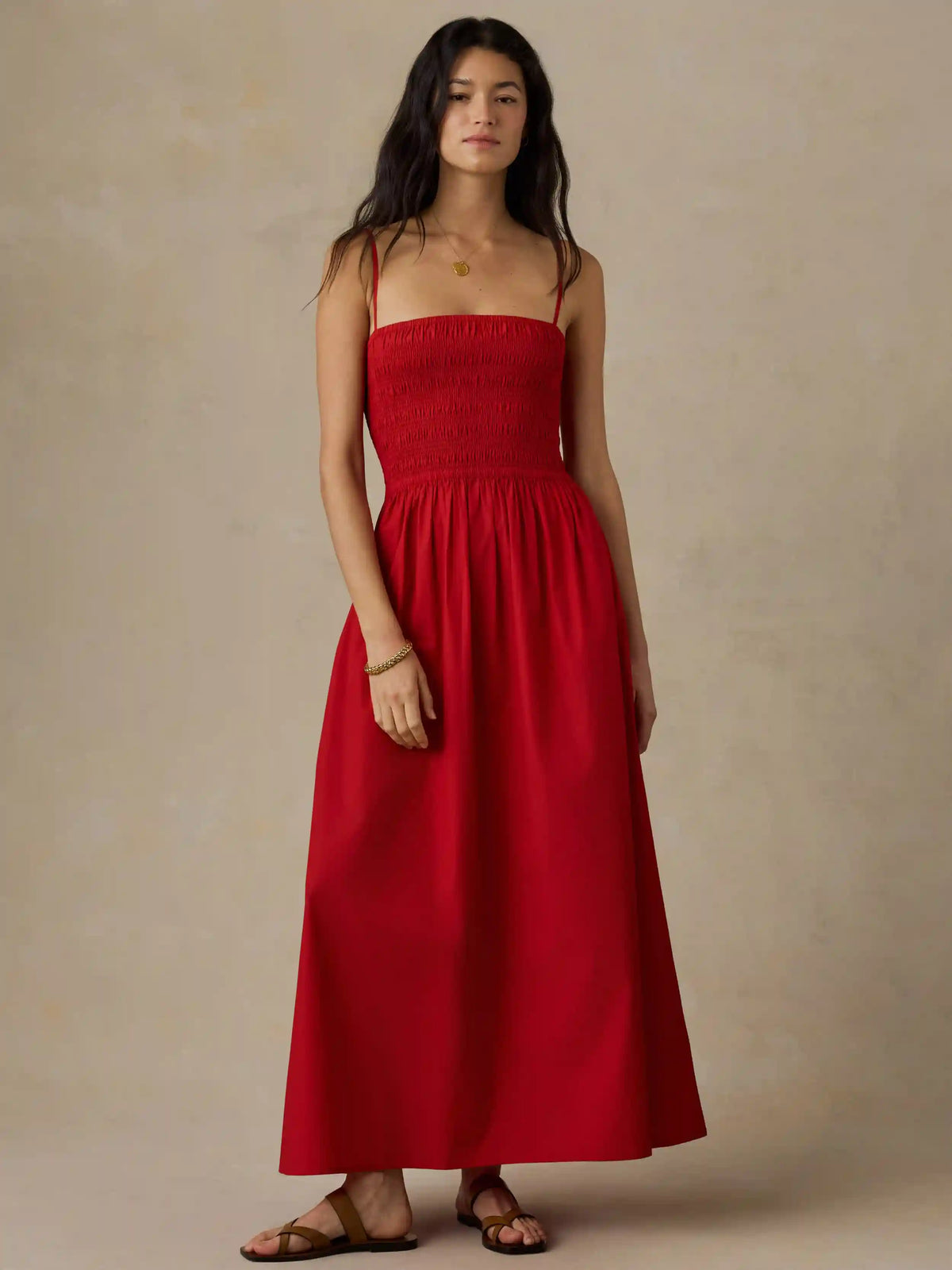 Coastal Poplin Lucia Dress - Tango Red