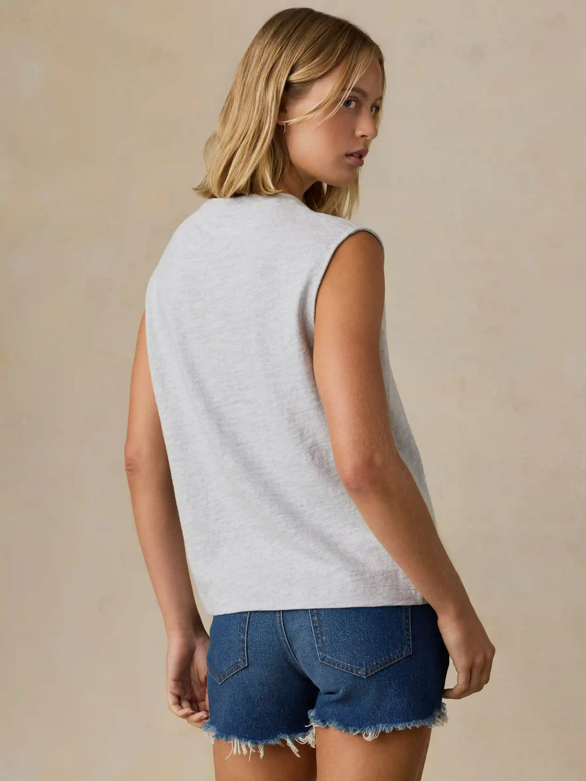 Sunwashed Organic Muscle Tank - Light Grey Heather