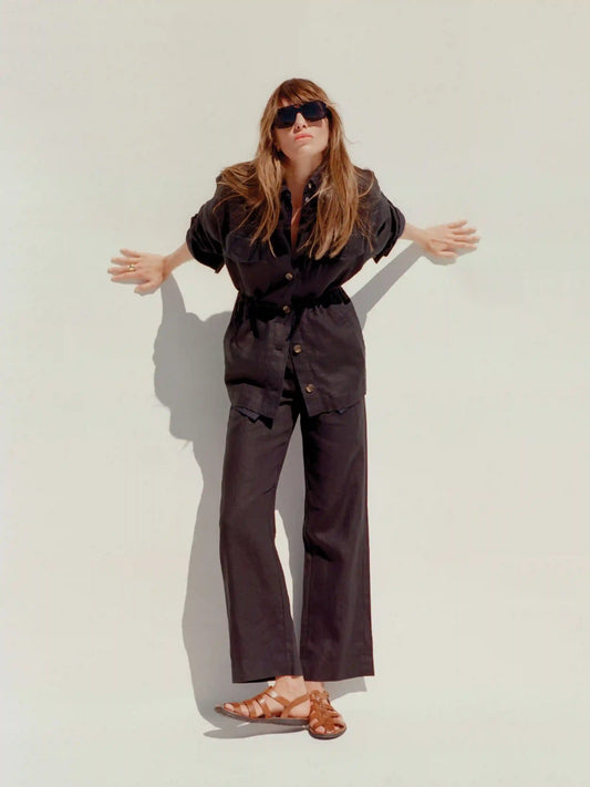 Sun Strider Linen Utility Jacket - Black