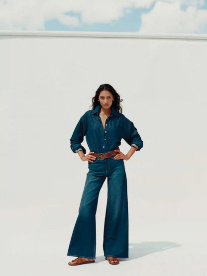 Saturday Denim Wide Leg - Dark Sea Wash
