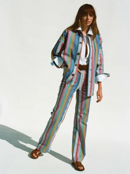 Sunset Denim Chore Jacket - Painted Row Stripe