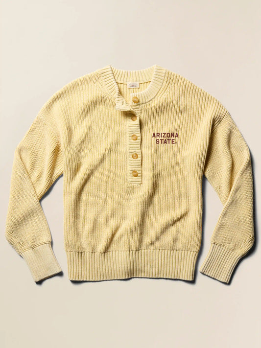 Arizona State University Sunwashed Cotton Fisherman Henley - Lemon Sorbet