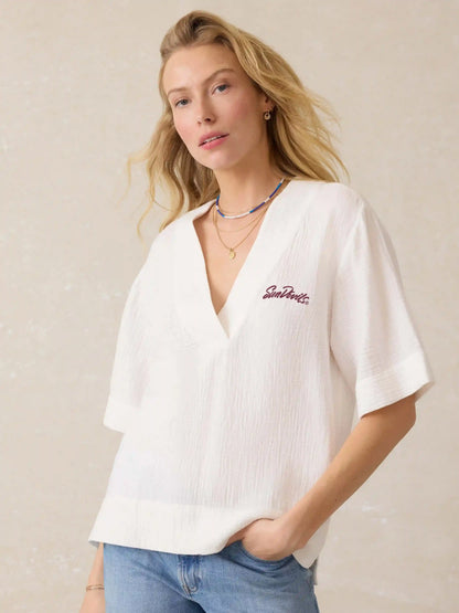 Arizona State University Dune Cotton Gauze Short-Sleeve Popover - White