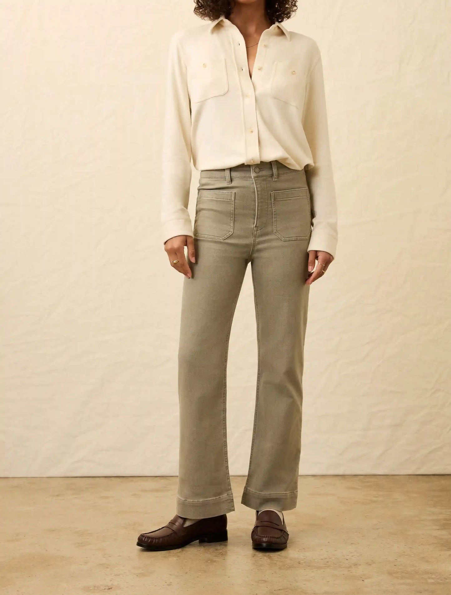 Stretch Terry Patch Pocket Ankle Pant - Coastal Sage
