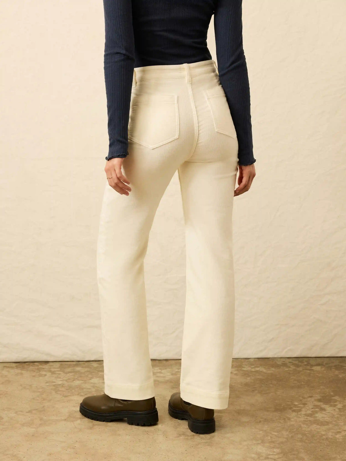 Stretch Terry Cord Patch Pocket Pant - Egret