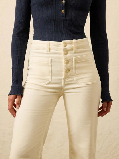 Stretch Terry Cord Patch Pocket Pant - Egret