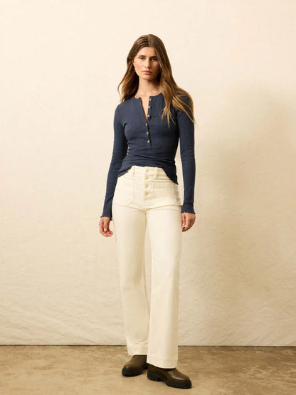 Stretch Terry Cord Patch Pocket Pant - Egret