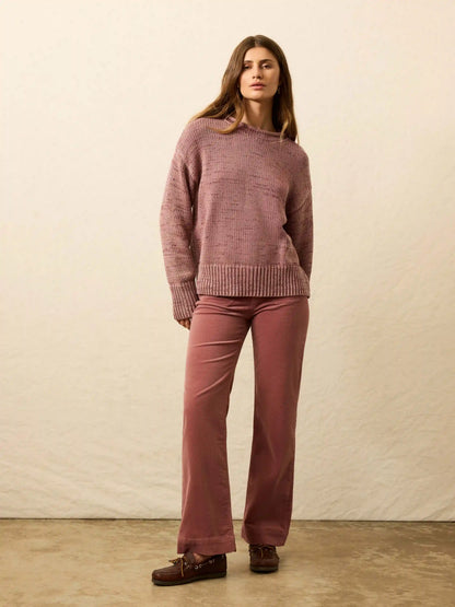 Sunwashed Cotton Roll Neck Sweater - Nostalgia Rose
