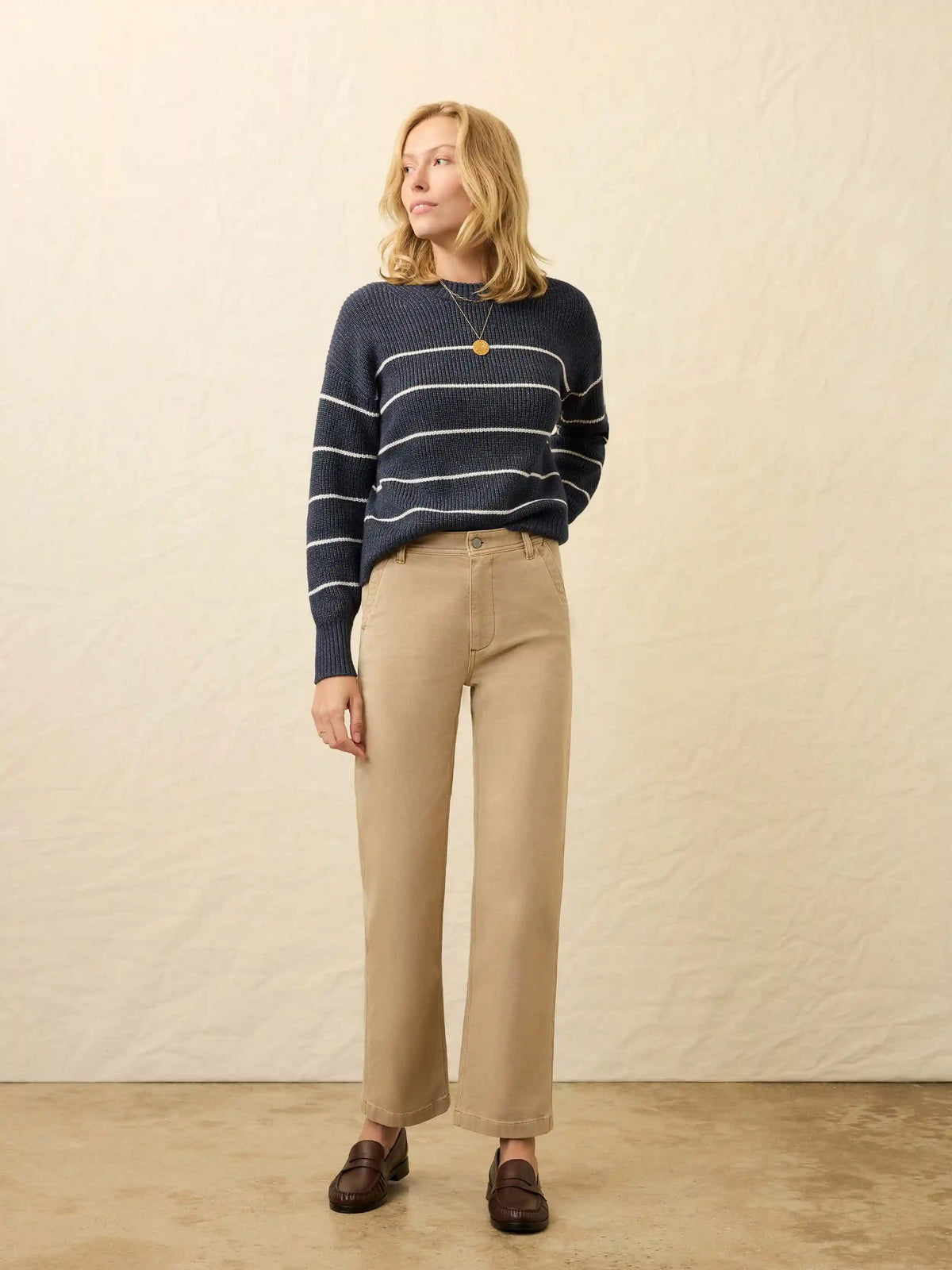 Sunwashed Fisherman Sweater - Water Mill Stripe