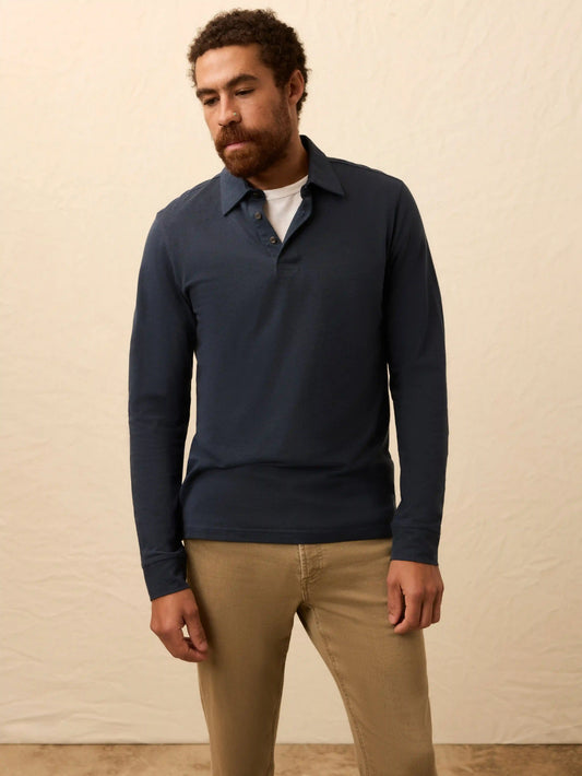 Long-Sleeve Movement™ Pique Polo - Harbor Night Heather