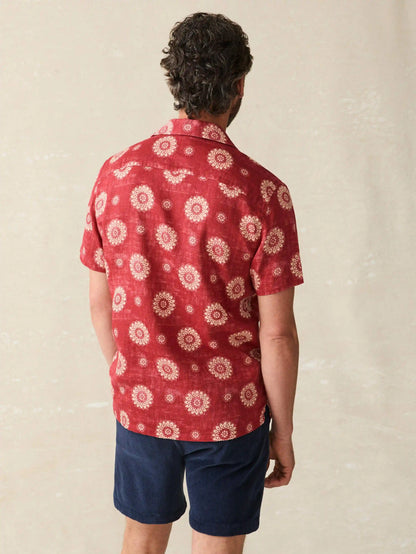 Short-Sleeve Hemp Blend Camp Shirt - Sun Blossom