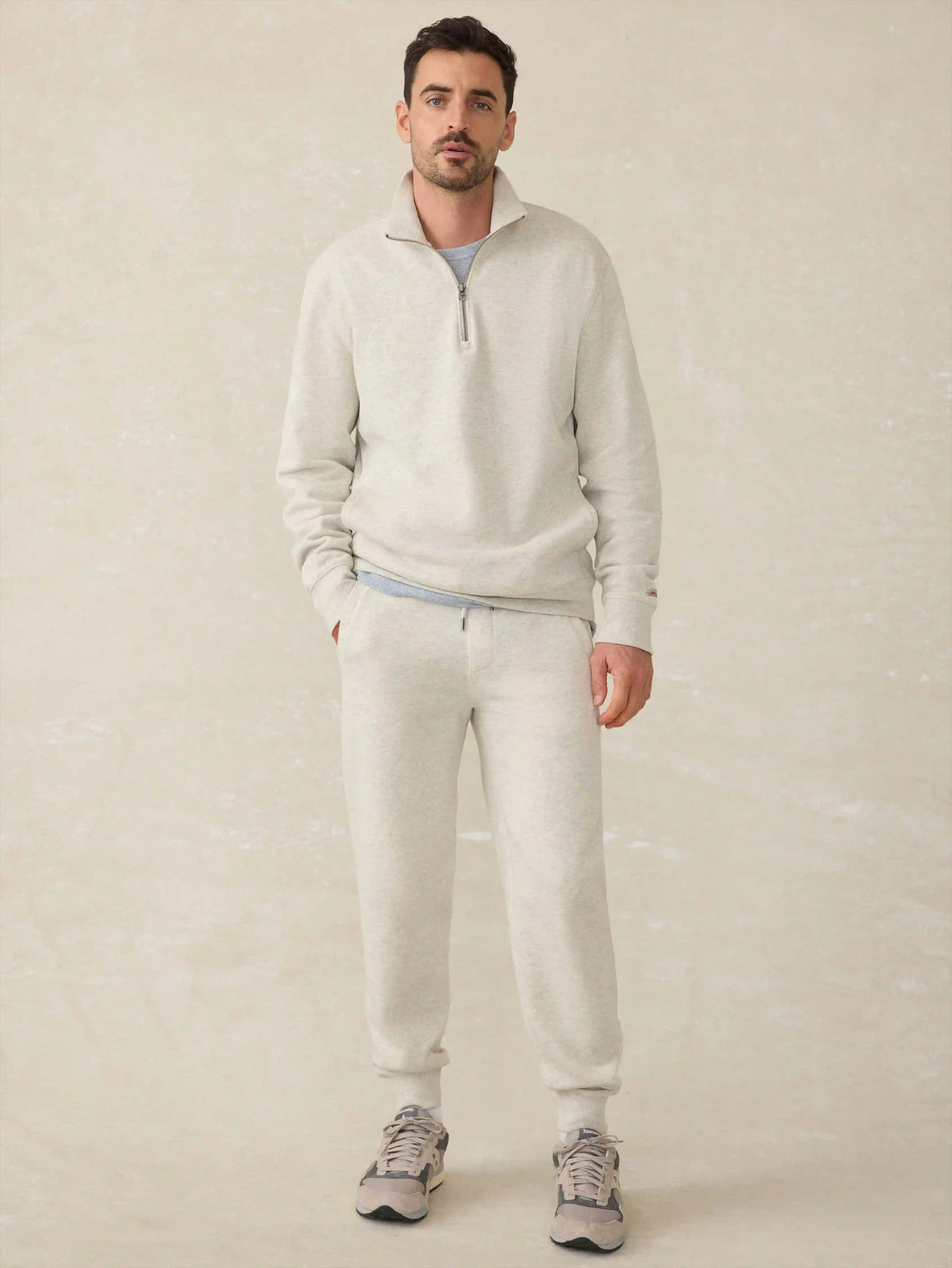 High Standard Fleece Quarter Zip - Antique Ivory Heather