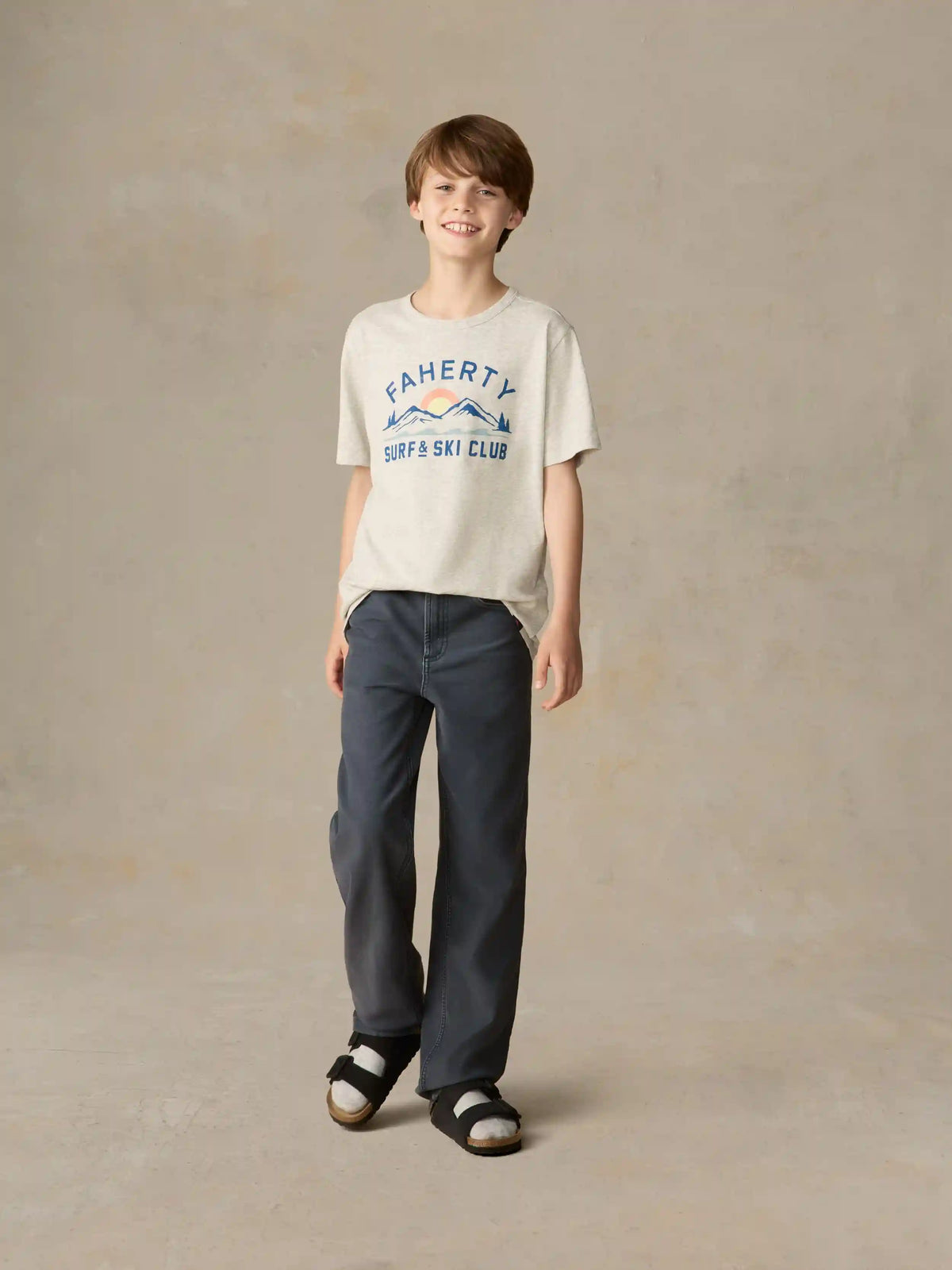 Big Kids Graphic Surf & Ski Club Tee - Light Grey Heather