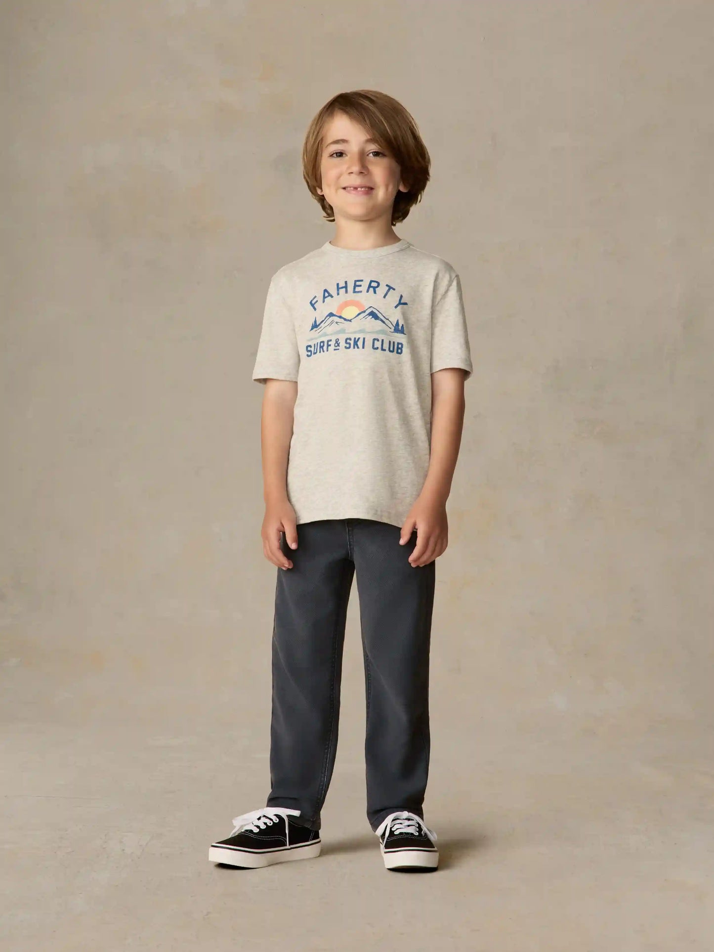 Little Kids Graphic Surf & Ski Club Tee - Light Grey Heather
