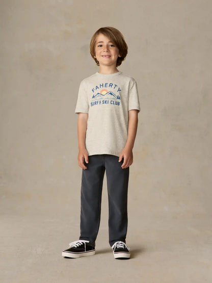 Little Kids Graphic Surf & Ski Club Tee - Light Grey Heather