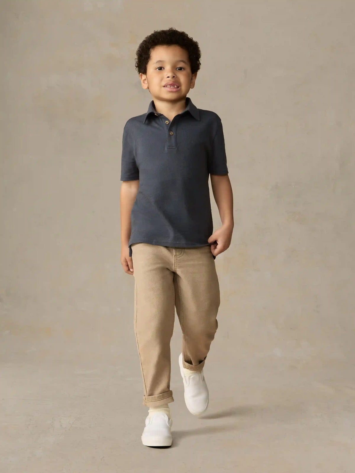 Little Kids Sunwashed T-Shirt Polo - Dune Navy