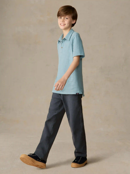 Big Kids Sunwashed T-Shirt Polo - Stormy Lake