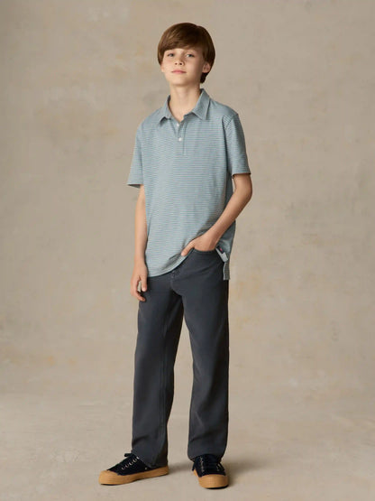 Big Kids Sunwashed Striped T-Shirt Polo - Mountain Wind Stripe