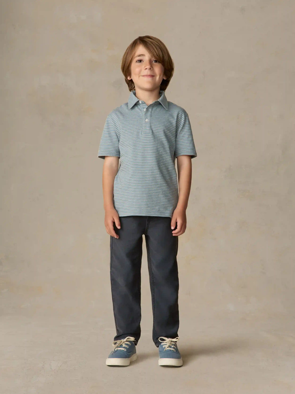 Little Kids Sunwashed Striped T-Shirt Polo - Mountain Wind Stripe