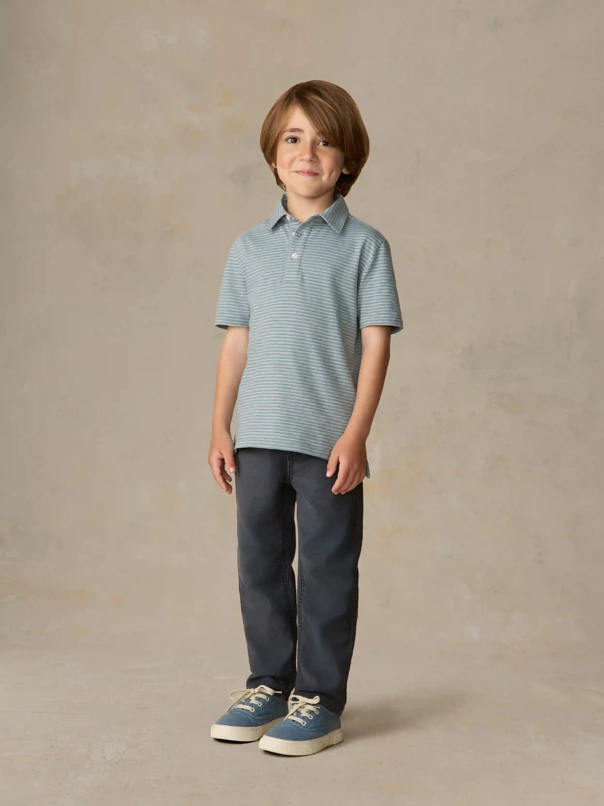 Little Kids Sunwashed Striped T-Shirt Polo - Mountain Wind Stripe