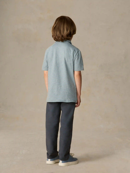 Little Kids Sunwashed Striped T-Shirt Polo - Mountain Wind Stripe