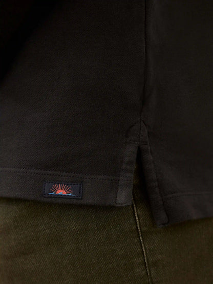 Long-Sleeve Twill Knit Polo - Washed Charcoal
