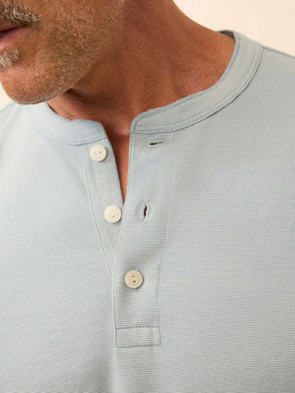 Long-Sleeve Waffle Henley - Alaskan Blue