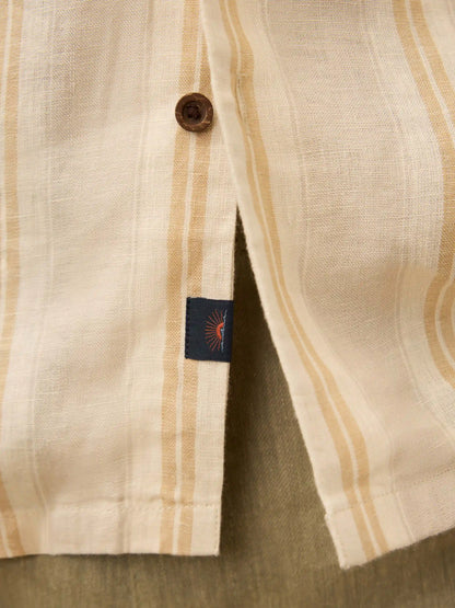 Short-Sleeve Laguna Linen Camp Shirt - Oak Island Stripe