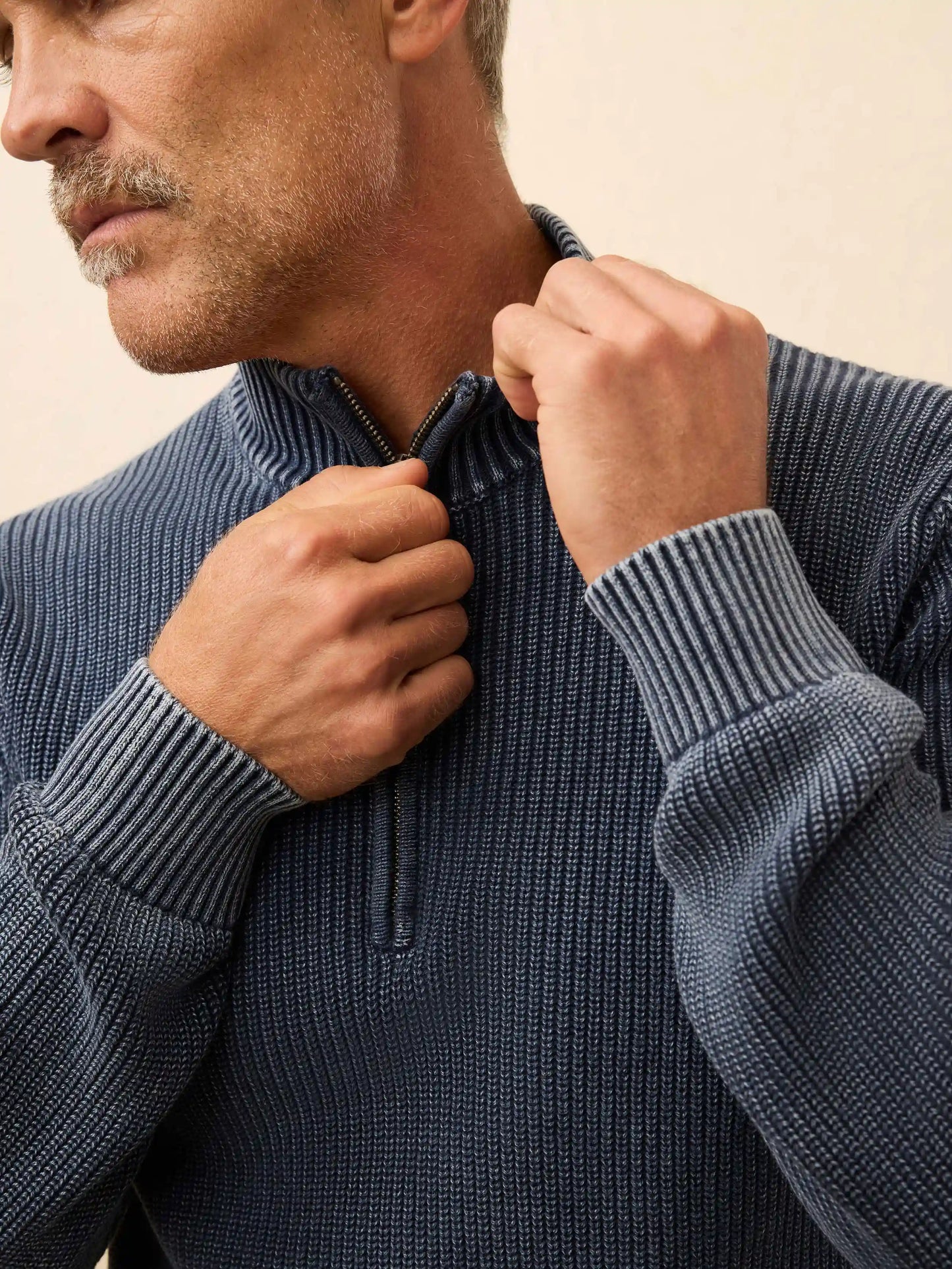 Sunwashed Quarter Zip Sweater - Blue Nights