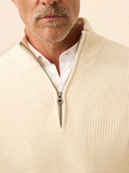 Sunwashed Quarter Zip Sweater - White Shell